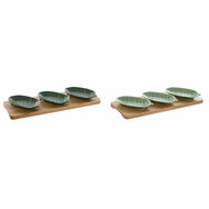 Set voor voorgerechtjes Home ESPRIT Groen Donkergroen Bamboe Porselein Tropisch 4 Onderdelen 28,4 x 10,5 x 3 cm (2 Stuks) 1