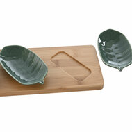 Set voor voorgerechtjes Home ESPRIT Groen Donkergroen Bamboe Porselein Tropisch 4 Onderdelen 28,4 x 10,5 x 3 cm (2 Stuks) 3