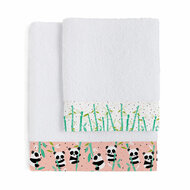 Handdoekenset HappyFriday Moshi Moshi Panda Garden Roze 2 Onderdelen 1