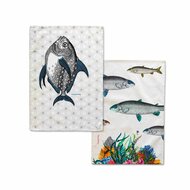 Keukendoek HappyFriday Fish Multicolour 70 x 50 cm (2 Stuks) 1