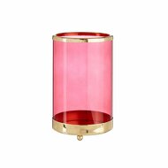 Kaarshouder Roze Gouden Cilinder Metaal Glas (12,2 x 19,5 x 12,2 cm) 1