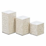 Kaarshouder Beige Parelmoer Hout MDF 10,5 x 10,5 x 10,5 cm 2