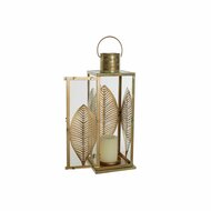 Lantaarn DKD Home Decor Gouden Metaal 16,5 x 16,5 x 50 cm Blad van een plant 2