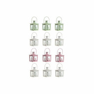 Straatlantaarn Home ESPRIT Wit Groen Roze Kristal Ijzer Shabby Chic 7 x 7 x 10 cm (3 Onderdelen) (4 Stuks) 1