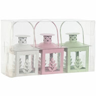 Straatlantaarn Home ESPRIT Wit Groen Roze Kristal Ijzer Shabby Chic 7 x 7 x 10 cm (3 Onderdelen) (4 Stuks) 4