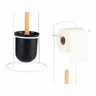 Toiletrolhouder Wit Metaal Bamboe 17 x 57 x 16,5 cm (6 Stuks) 3