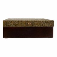 Juwelenkistje Alexandra House Living Donkerbruin Blik Mangohout Hout MDF 20 x 7 x 20 cm 2