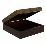 Juwelenkistje Alexandra House Living Donkerbruin Blik Mangohout Hout MDF 20 x 7 x 20 cm 3