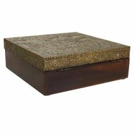 Juwelenkistje Alexandra House Living Donkerbruin Blik Mangohout Hout MDF 20 x 7 x 20 cm 4