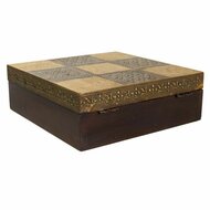 Juwelenkistje Alexandra House Living Donkerbruin Blik Mangohout Hout MDF 20 x 7 x 20 cm 5