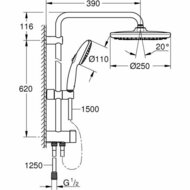 Douchekolom Grohe Vitalio Start System 250 Siliconen 3