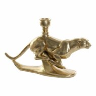 Kandelaar DKD Home Decor Gouden Hars Aluminium Luipaard Tropisch Kandelaar 25 x 6 x 14 cm 1