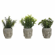 Decoratieve plant Home ESPRIT Polyethyleen Cement Boeddha 10 x 10 x 21 cm (3 Stuks) 1