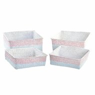 Mandenset DKD Home Decor Polyester 8,5 cm 26 x 26 x 9 cm Natuurlijke Vezel Boho Mediterrane (4 Onderdelen) 3