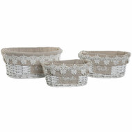 Mandenset Home ESPRIT Wit Beige vlechtwerk 36 x 29 x 15 cm (3 Onderdelen) 3