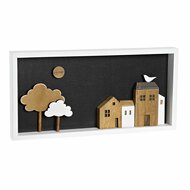 Wanddecoratie DKD Home Decor Wit Bruin Huizen Stads 40 x 3,5 x 20 cm 1