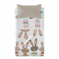 Beddengoedset HappyFriday Moshi Moshi Rabbit family Multicolour Wieg voor baby&amp;apos;s 2 Onderdelen 1