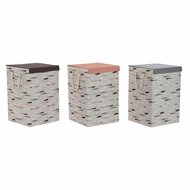 Wasmand DKD Home Decor Met deksel 36 x 36 x 55 cm Grijs Oranje (3 Stuks) 1