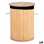 Wasmand Natuurlijk Zwart Metaal Bamboe 48 L Hout MDF (4 Stuks) 1