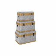 Kofferset DKD Home Decor 60 x 36 x 34 cm Natuurlijk Grijs Hout 1