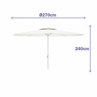 Marbueno Parasol Staal 8 Staven D270 cm Polyester Wit Tuin, Zwembad en Terras 10187 3