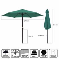 Parasol Monty Aluminium Groen 270 cm 2