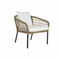 Tafelset met 3 fauteuils DKD Home Decor Wit 137 x 73,5 x 66,5 cm Synthetische rotan Staal 7