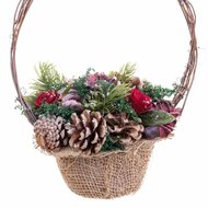 Kerstversiering Rood Multicolour Rotan Plastic Foam Ananas Mand 21 x 21 x 30 cm 3