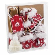 Kerstversiering Wit Rood 13 X 11 X 2 CM (10 Stuks) 1