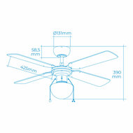 Plafondventilator met licht EDM 33800 Caribe Wit 50 W 4