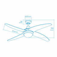 Plafondventilator met licht EDM 33807 Caspio Zilverkleurig 60 W 7