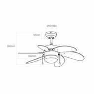 Plafondventilator met licht EDM 33985 Aral Wit 50 W 3