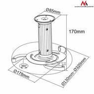 Plafondbeugel voor Projector MacLean MC-515 80 - 170 mm 2