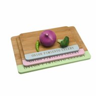 Snijplank DKD Home Decor Blauw Groen Roze Bamboe 33,5 x 22,4 x 1,2 cm 4