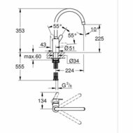 Keukenkraan Grohe Get - 31494001 C-vorm Metaal 3