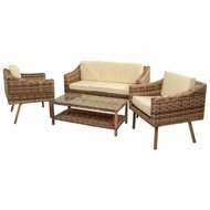 Tafelset met 2 fauteuils Alexandra House Living Bruin Natuurlijk 4 Onderdelen 1