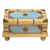 Koffer Alexandra House Living Geel Blauw Mangohout 28 x 27 x 50 cm Traditionele stijl 1