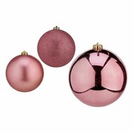 Kerstballen &Oslash; 10 cm 6 Stuks Roze PVC 1