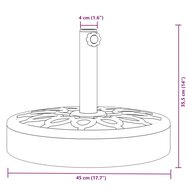 Parasolvoet voor stokken van &Oslash;38 / 48 mm 25 kg rond 8