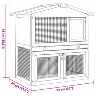 Konijnenhok voor buiten met 3 deuren hout bruin 7