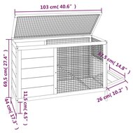 Konijnenhok 103x44x69,5 cm massief grenenhout bruin 6