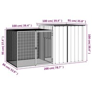 Konijnenhok 200x91x100 cm gegalvaniseerd staal antracietkleurig 5