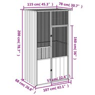 Vogelkooi 115x78x200 cm gegalvaniseerd staal antracietkleur 6