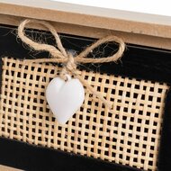 Juwelenkistje HEARTS Wit Zwart Natuurlijk Riet Plastic Hout MDF 17 x 11 x 32 cm 3