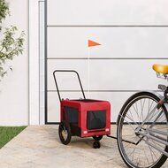 Hondenfietstrailer oxford stof en ijzer rood en zwart 1