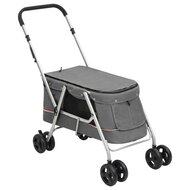 Hondenwagen inklapbaar 100x49x96 cm linnenstof grijs 1