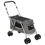 Hondenwagen inklapbaar 100x49x96 cm linnenstof grijs 3