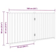 Hondenhek inklapbaar 2 panelen 160 cm massief vurenhout zwart 9