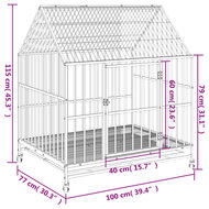 Hondenhok met wielen gegalvaniseerd staal zwart 9
