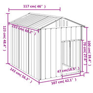 Hondenhok met dak 117x153x123 cm gegalvaniseerd staal antraciet 5